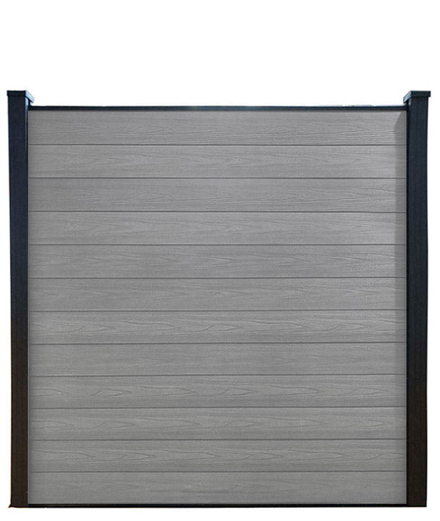 Load image into Gallery viewer, Composite Fencing Kit Antique Grey with Black Post &amp; Rails
