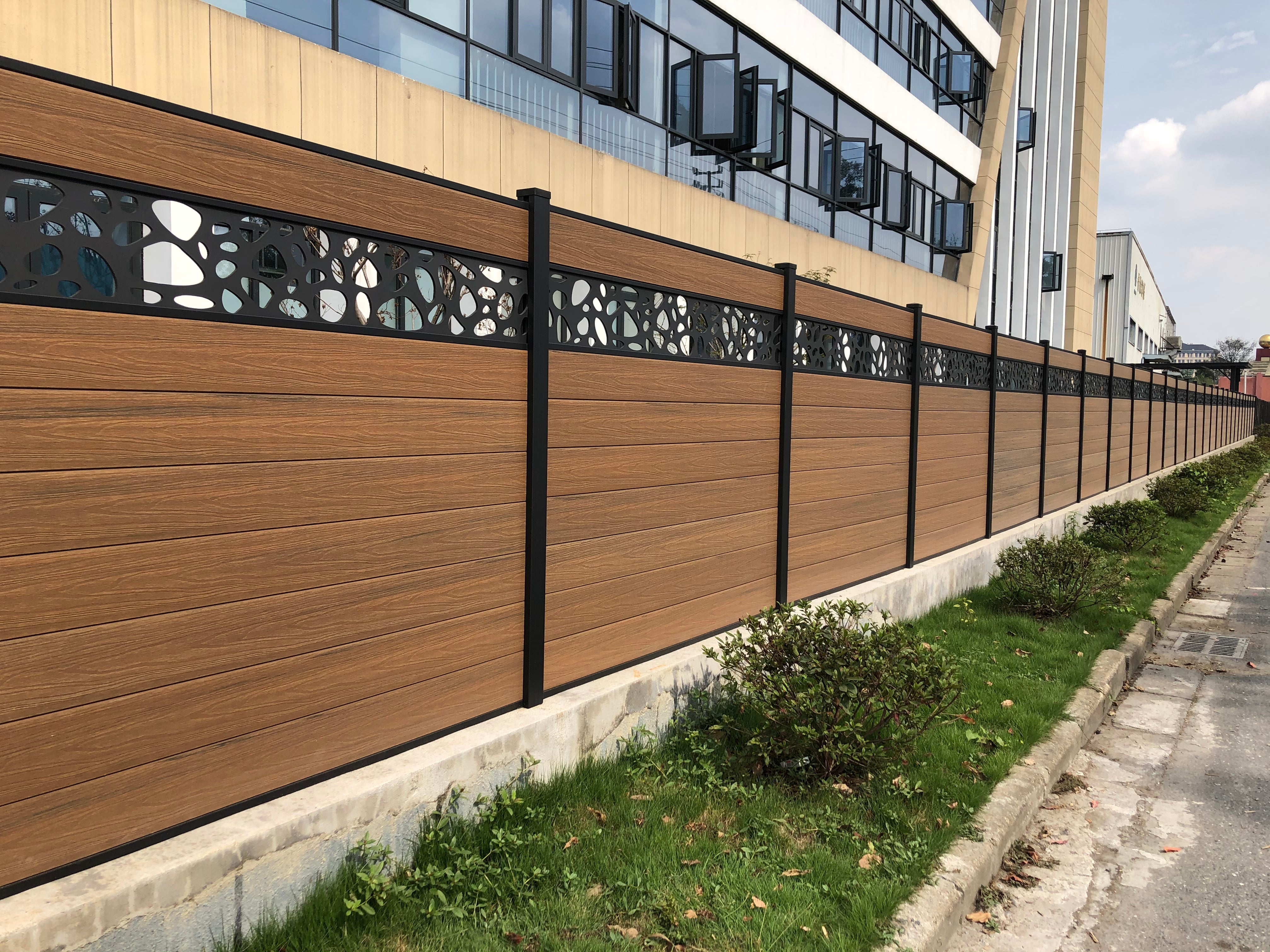 Composite Fencing Kit Walnut Brown with Black Post & Rail – EasyFit Direct
