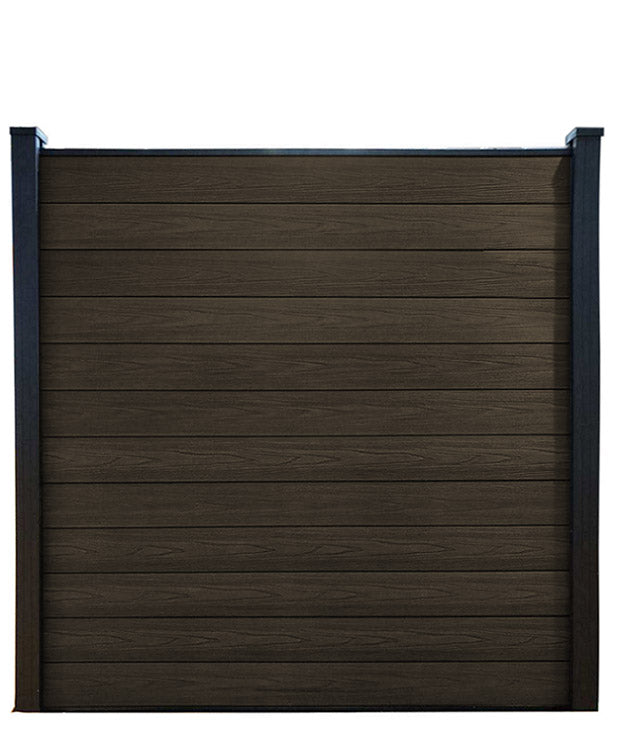 Load image into Gallery viewer, Composite Fencing Kit Walnut Brown with Black Post &amp; Rail
