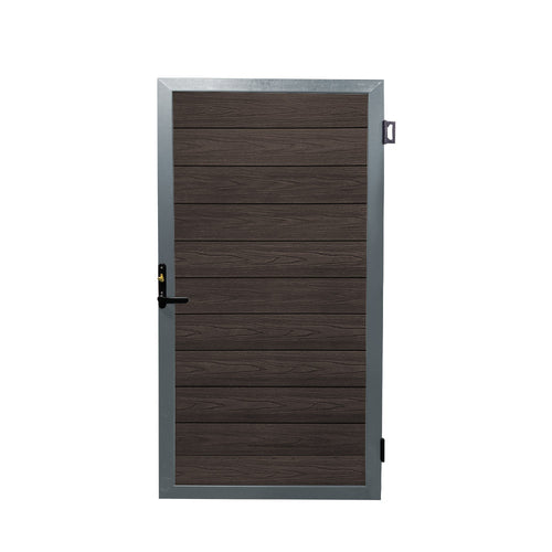 Copy of Aluminium Gate 900x1800mm Walnut with Grey Surround (complete with ironmongery)